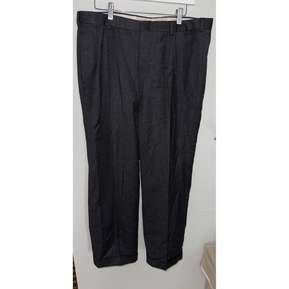 Brooks Brothers Sz 36 X 28 Dark Grey Wool Pleated & Cuff Dress Pants - Picture 1 of 9